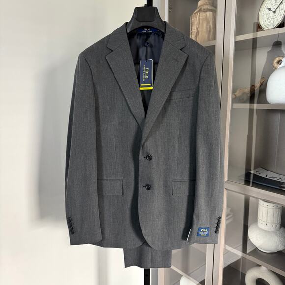 Polo Ralph Lauren Modern Fit Suit 38R 31W NEW Charcoal Heather Grey Blazer Pants - Picture 2 of 11